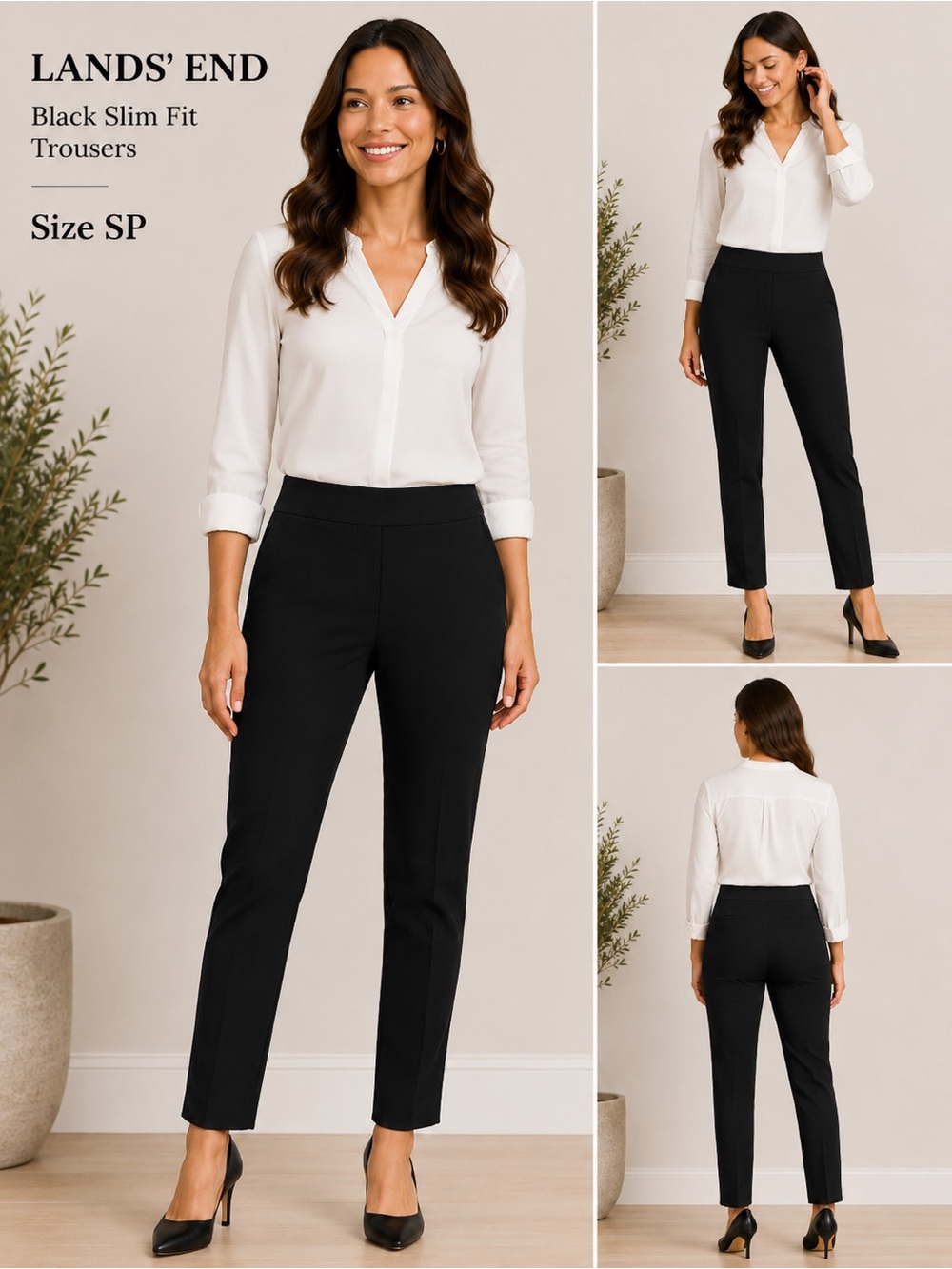 LANDS END women Black Slim Fit trousers /size SP